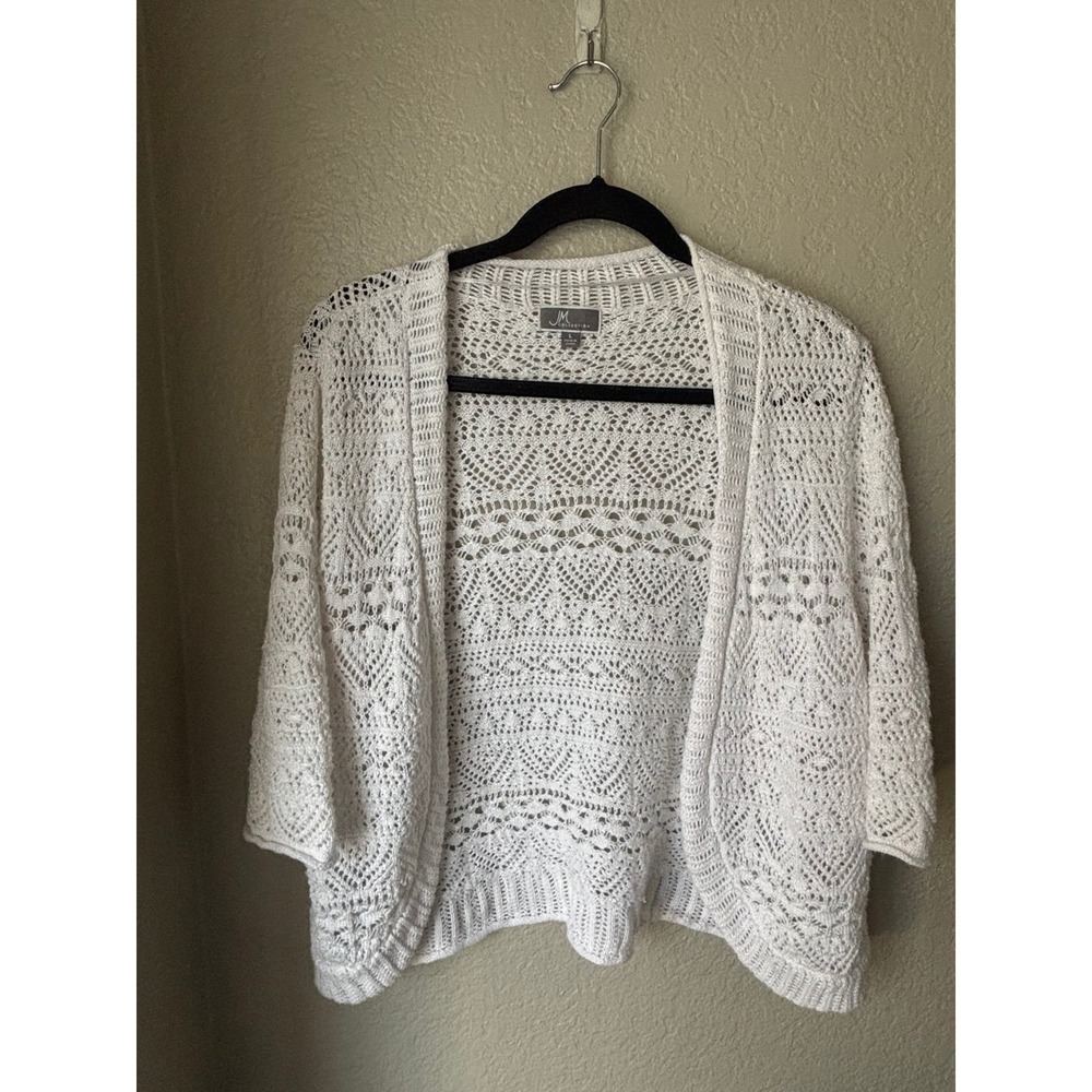 JM Collection White Cardigan s Large